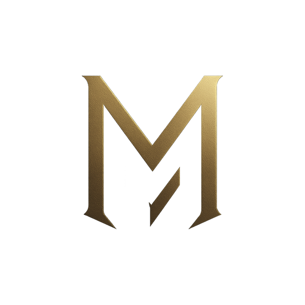 Gold letter 'M' logo on a white background
